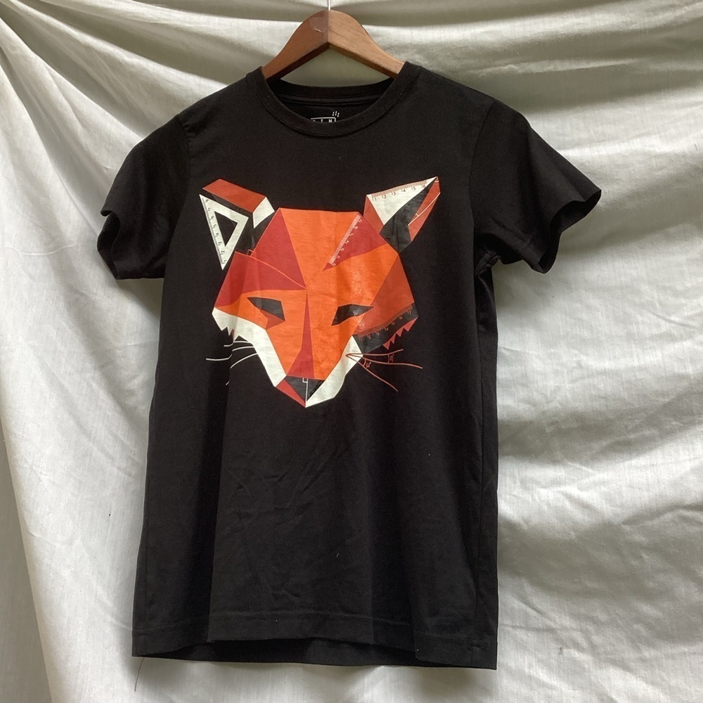 Ginger Culture T-shirt black Live Geometry with Fox graphic, size XS